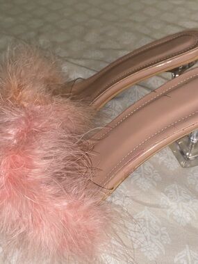 Women’s Pink Feather Slide Heels